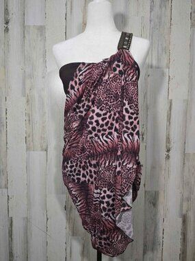 Marineblu Dress Size Medium One Shoulder Animal Print Ruched Bodycon Cocktail E3